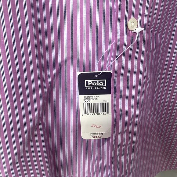 Ralph Lauren Men’s NWT XXL Button Down Purple, Blue & White Shirt - Picture 4 of 4